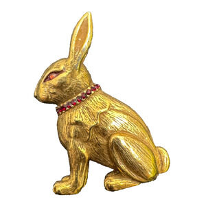 Vintage MMA MAD Metropolitan Museum of Art Red Crystal Rabbit Brooch Pin